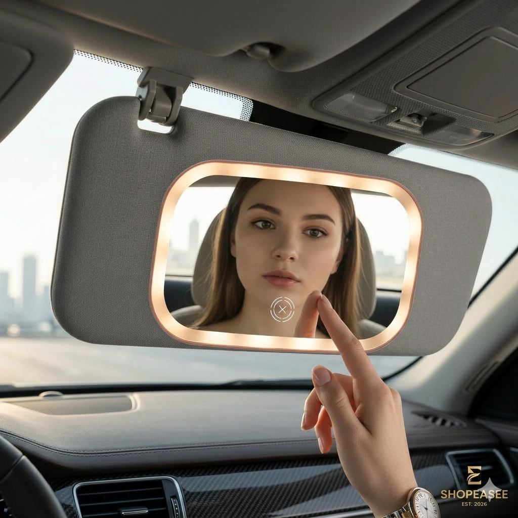 Car Sun Visor Vanity Makeup Mirror With LED Lighting Touch Control And 3 Light Modes (Random Colour)