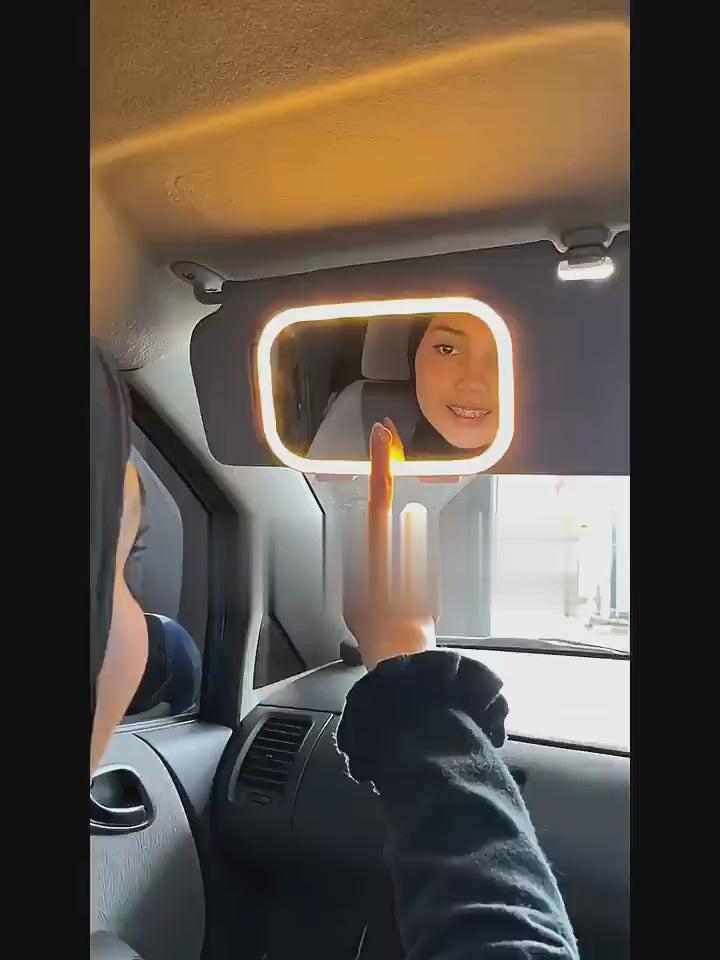 Car Sun Visor Vanity Makeup Mirror With LED Lighting Touch Control And 3 Light Modes (Random Colour)