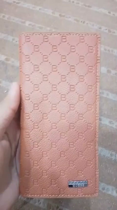 Premium Embossed Monogram Leather Long Wallet – Luxury Bi-Fold Business Clutch & Card Organizer for Men (Black
